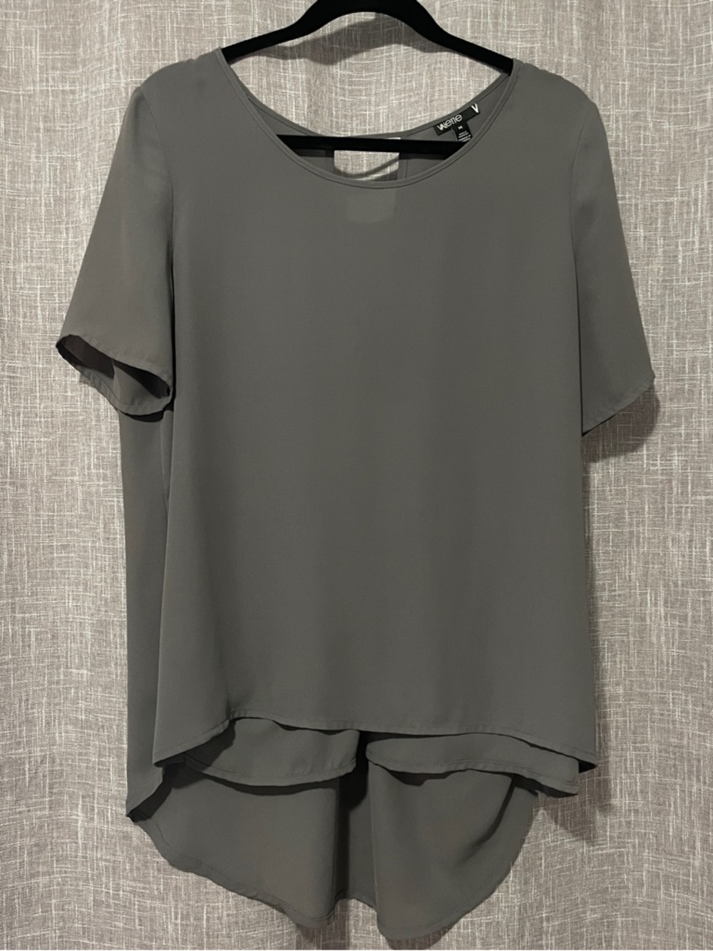Valette Short Sleeve Layered, Open Back Chiffon Blouse - Gray